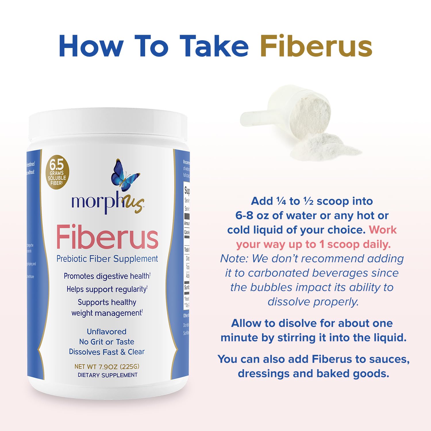 MORPHUS Fiberus labeling shows vegan and gluten-free compatibility clearly.