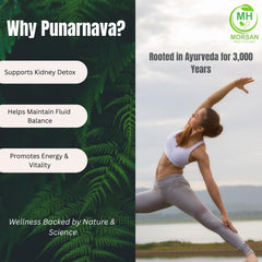 Morsan Healthcare Punarnava capsules label highlights 500 mg potency and vegan capsules.