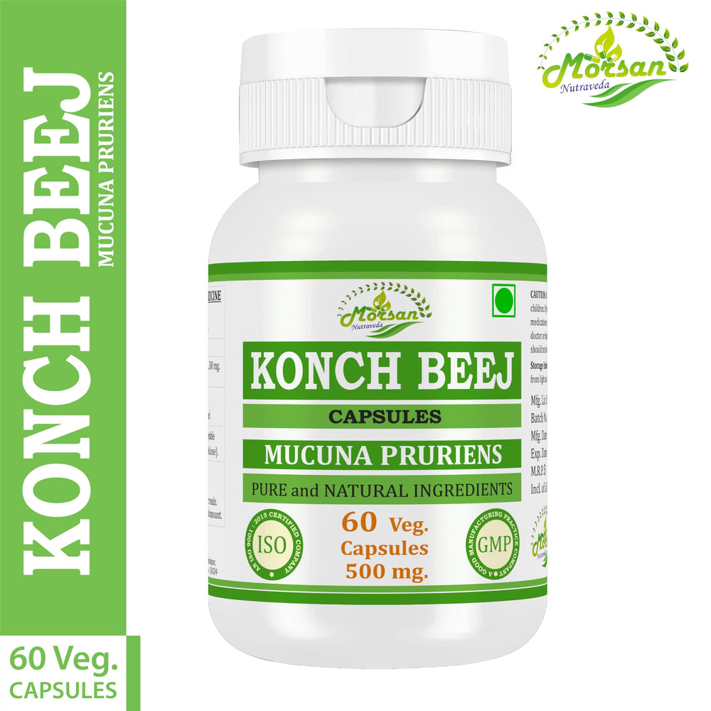 Ingredient list shown on box packaging for Morsan Nutraveda Kaunch Beej