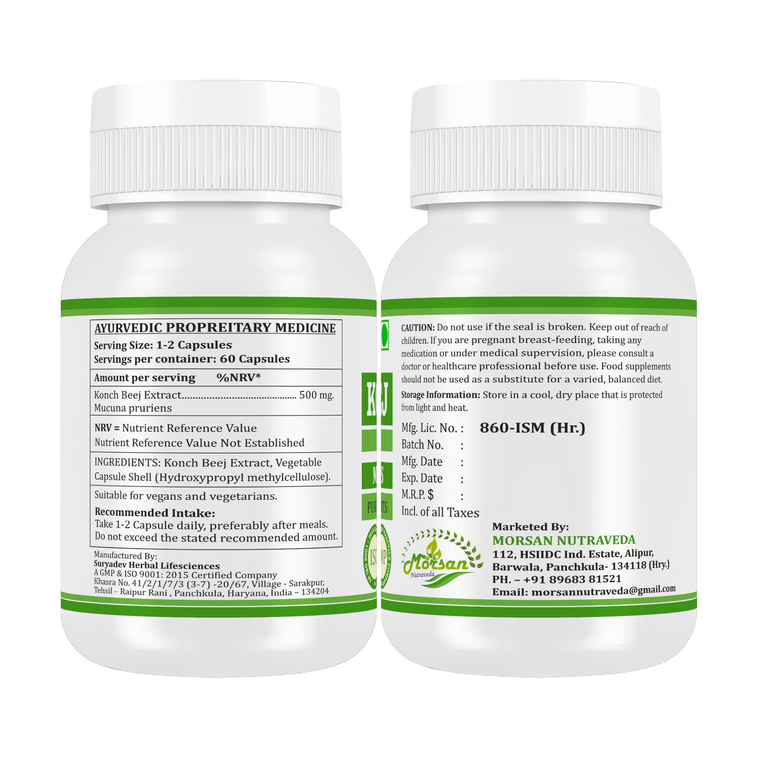 Natural herbal supplement from Morsan Nutraveda ready for daily routine