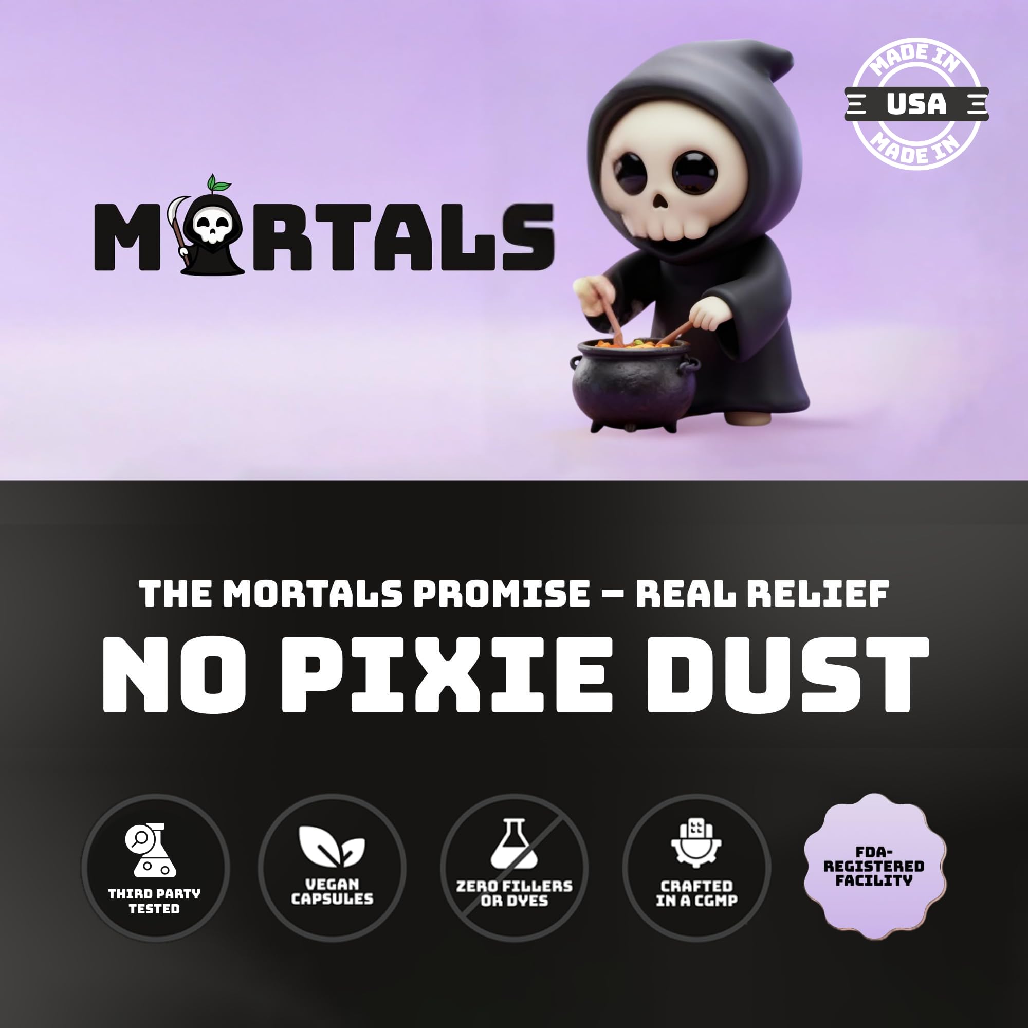 Mortals Mental Balance after-work relaxation scene with capsules.