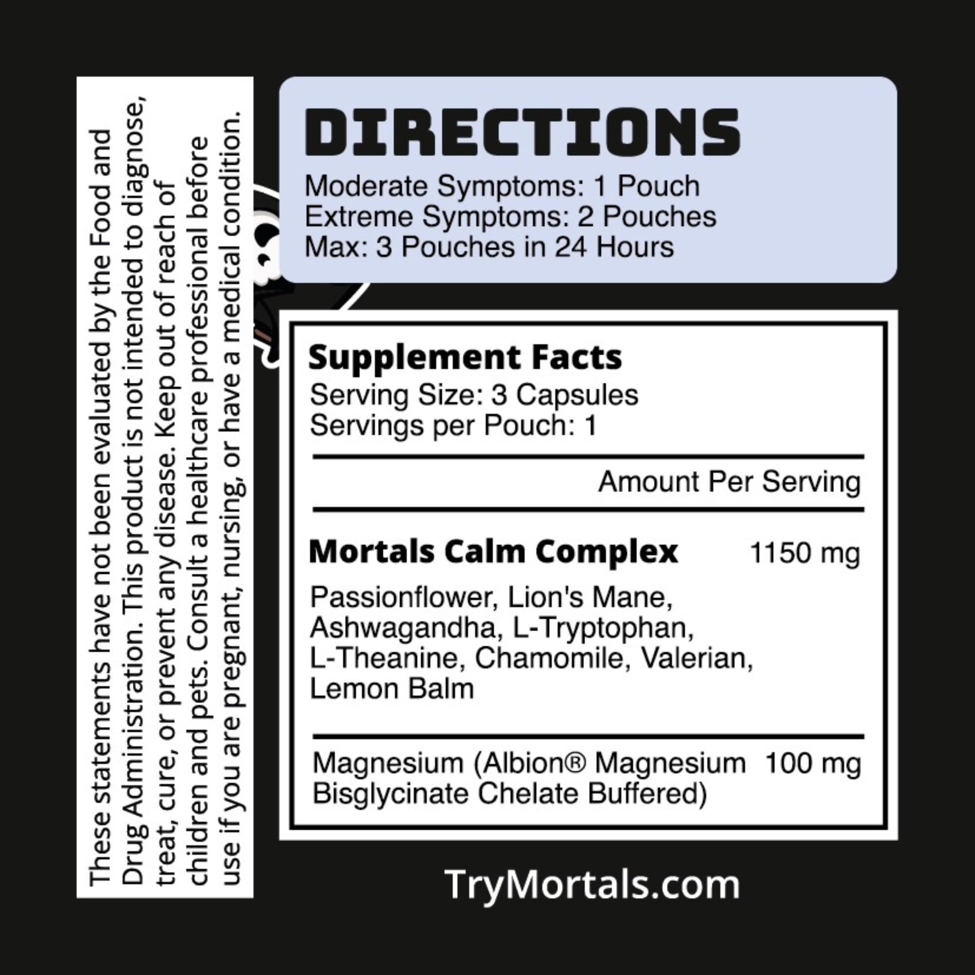 Mortals Mental Balance single-serve pouch ready for on-the-go use.