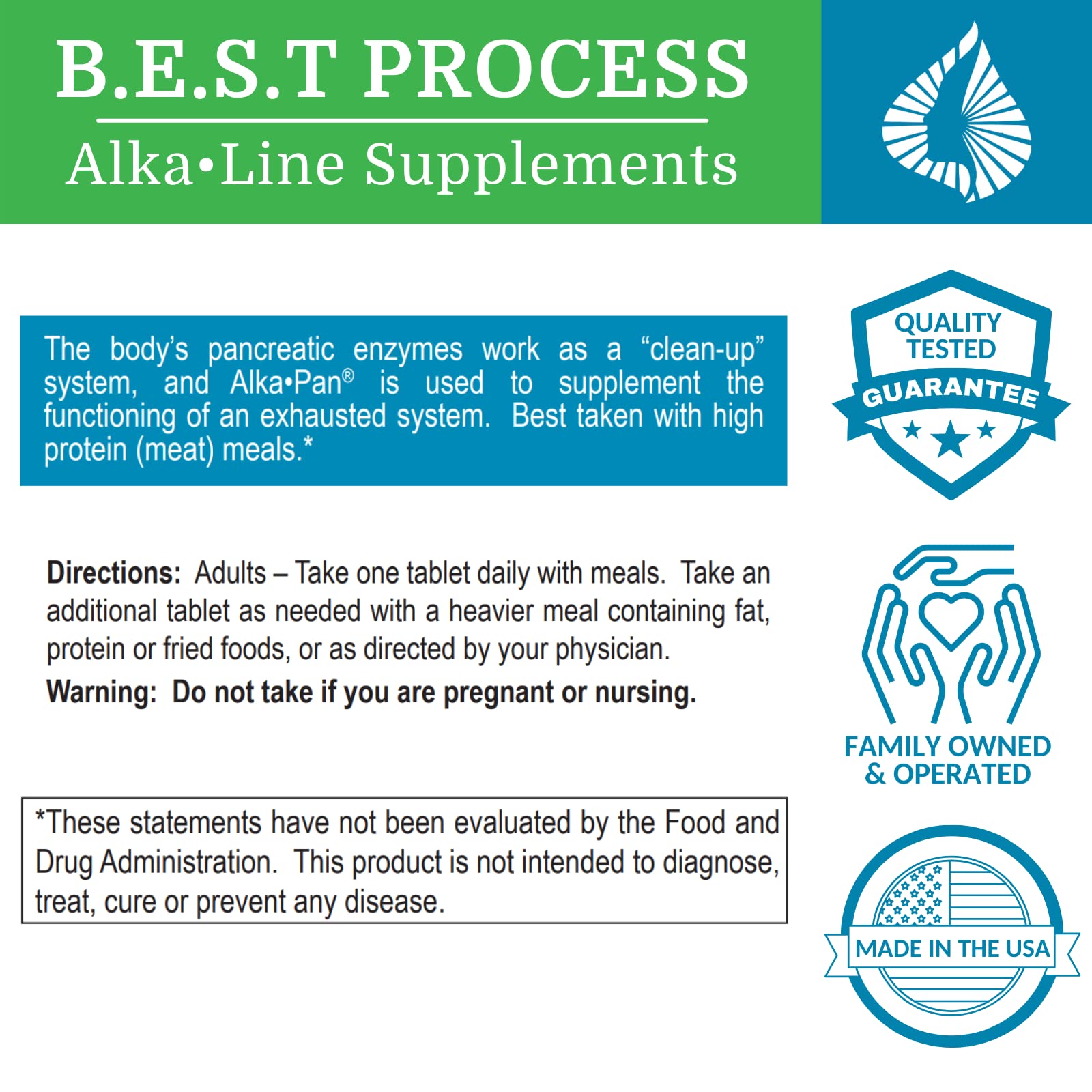 Enzyme blend featuring pancreatin and bromelain for digestion support.