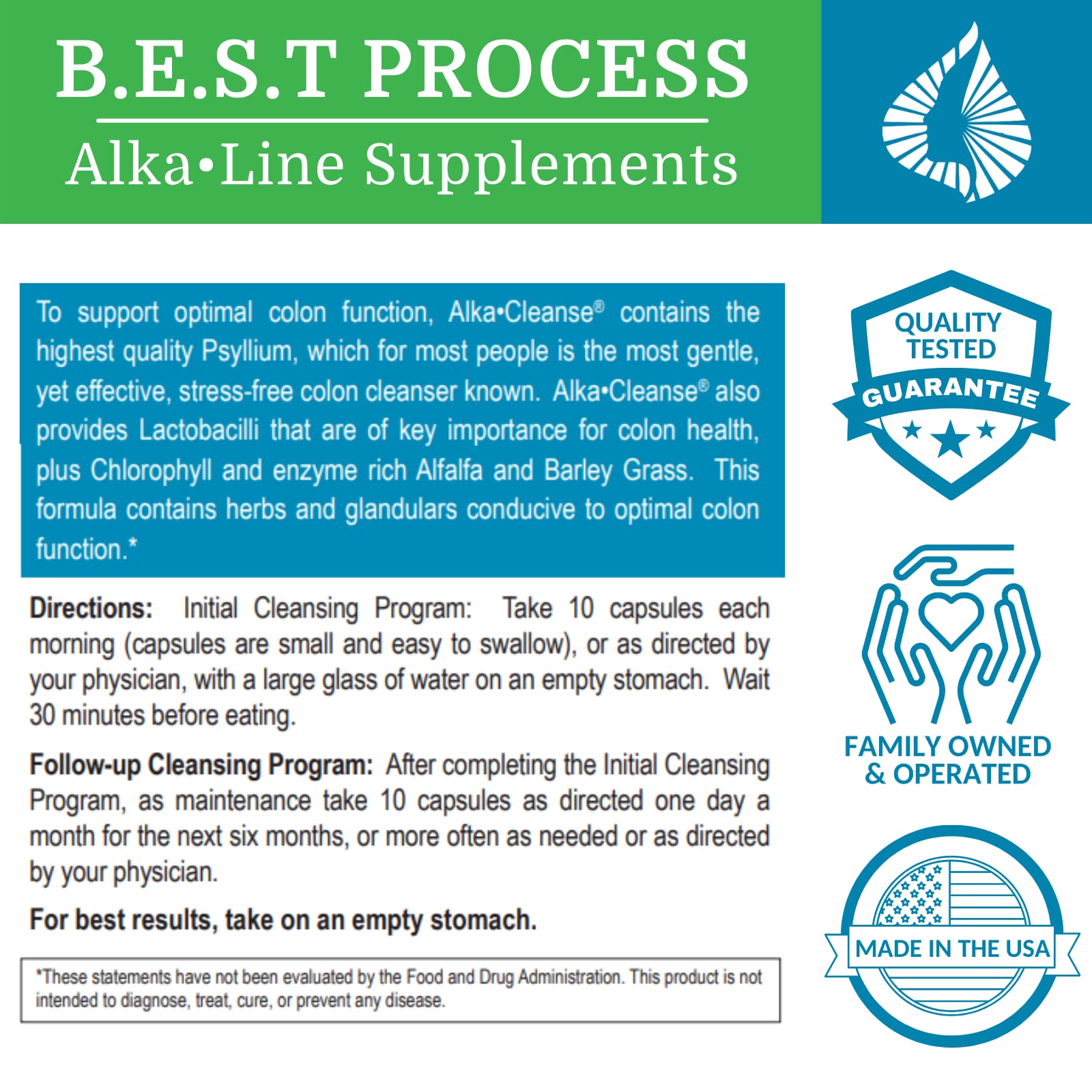 Morter HealthSystem AlkaCleanse ingredients chart highlights key components.