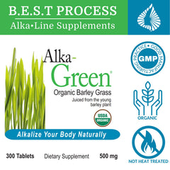 Morter HealthSystem AlkaGreen tablet closeup highlights nutrient-dense greens.