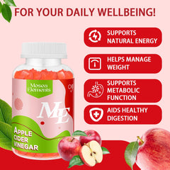 Close-up of MOSEA ELEMENTS ACV gummies with delicious apple flavor and chewy texture