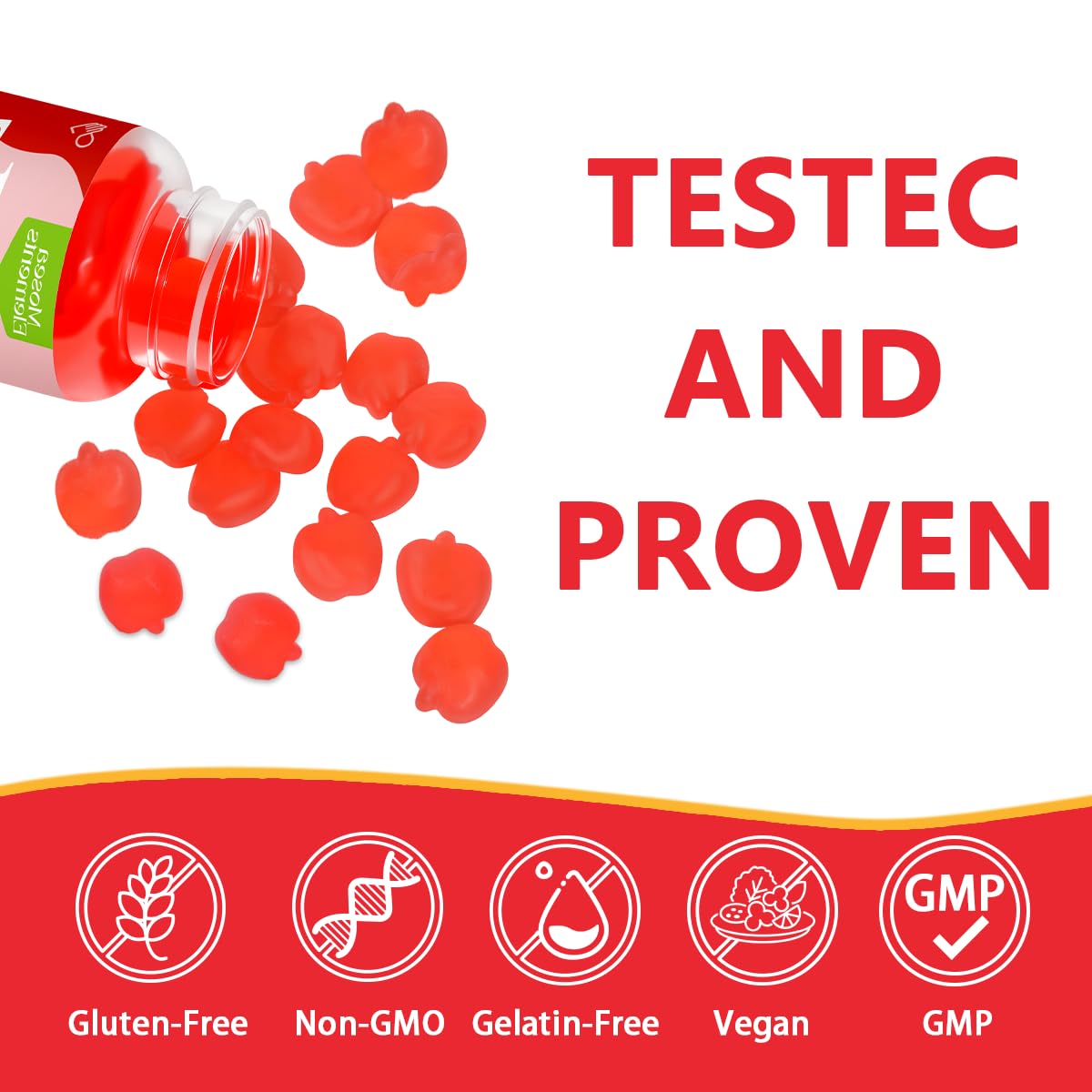 Two gummies being poured to illustrate easy daily ACV dose
