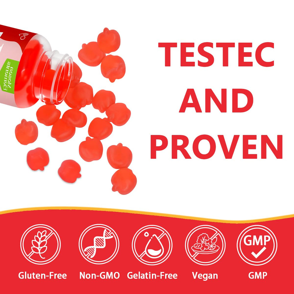 Two gummies being poured to illustrate easy daily ACV dose