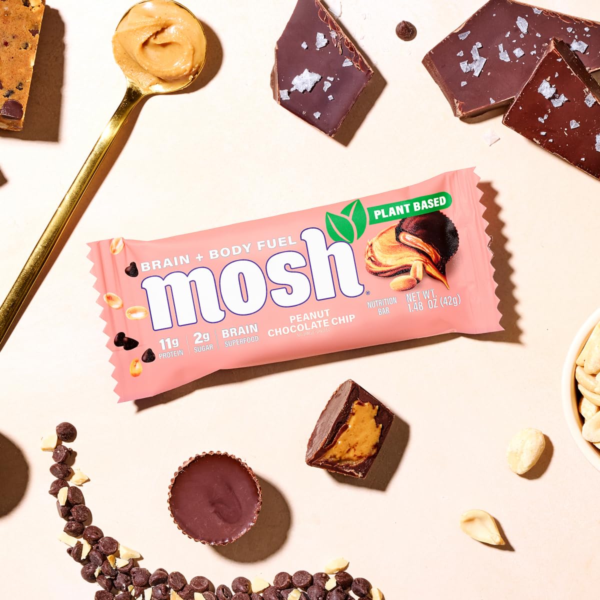 MOSH bar pictured in a lunchbox ready for quick, gluten-free snacking.
