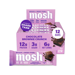 MOSH Chocolate Brownie Bar packaging highlighting brand and keto-friendly features for easy shopping
