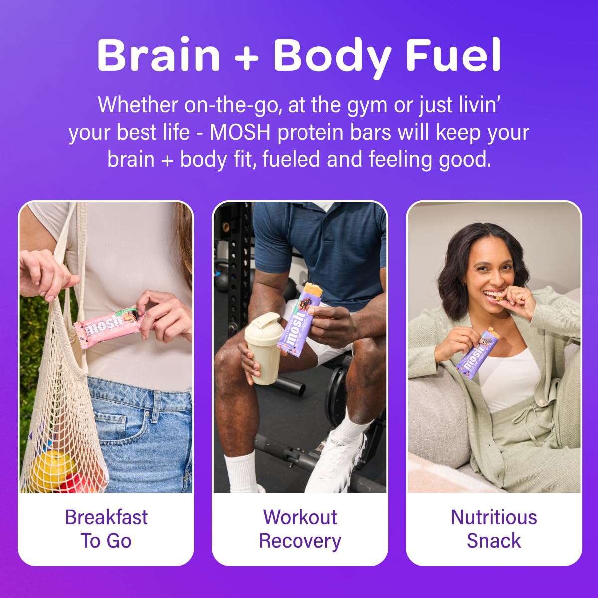 Cognizin nutrition label emphasizes focused energy in a convenient MOSH bar.
