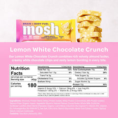 MOSH Lemon White Chocolate Keto Protein Bar close-up texture, protein-rich interior.
