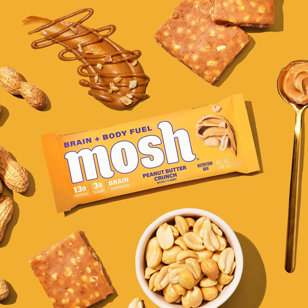 MOSH Peanut Butter Crunch Nutrition panel highlighting protein and Cognizin content