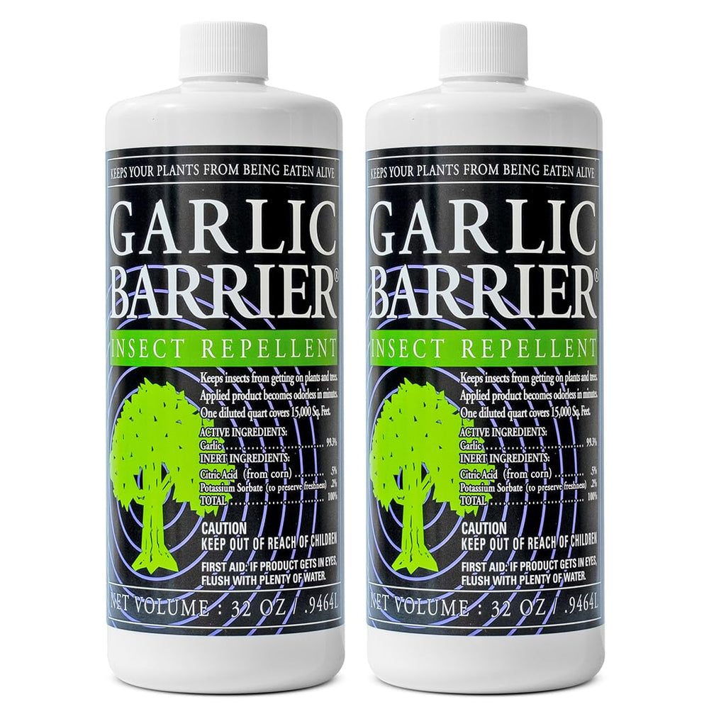 Mosquito Barrier Garlic Barrier 32oz bottle, ready-to-use bundle for garden protection.