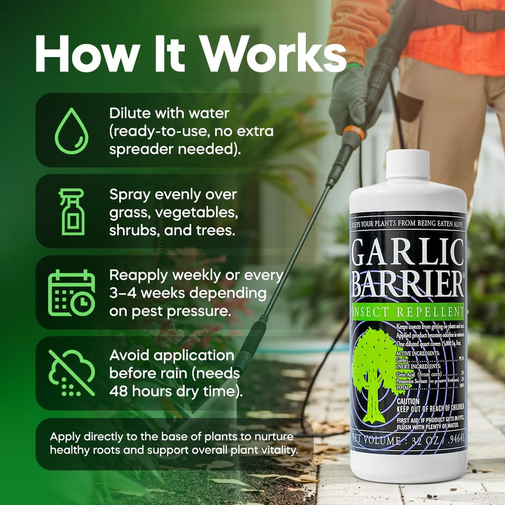 Garlic Barrier OMRI-listed extract safe for people and pets.