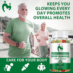 MOSRAY Hemp Gummies gummies inside bottle ready to take.