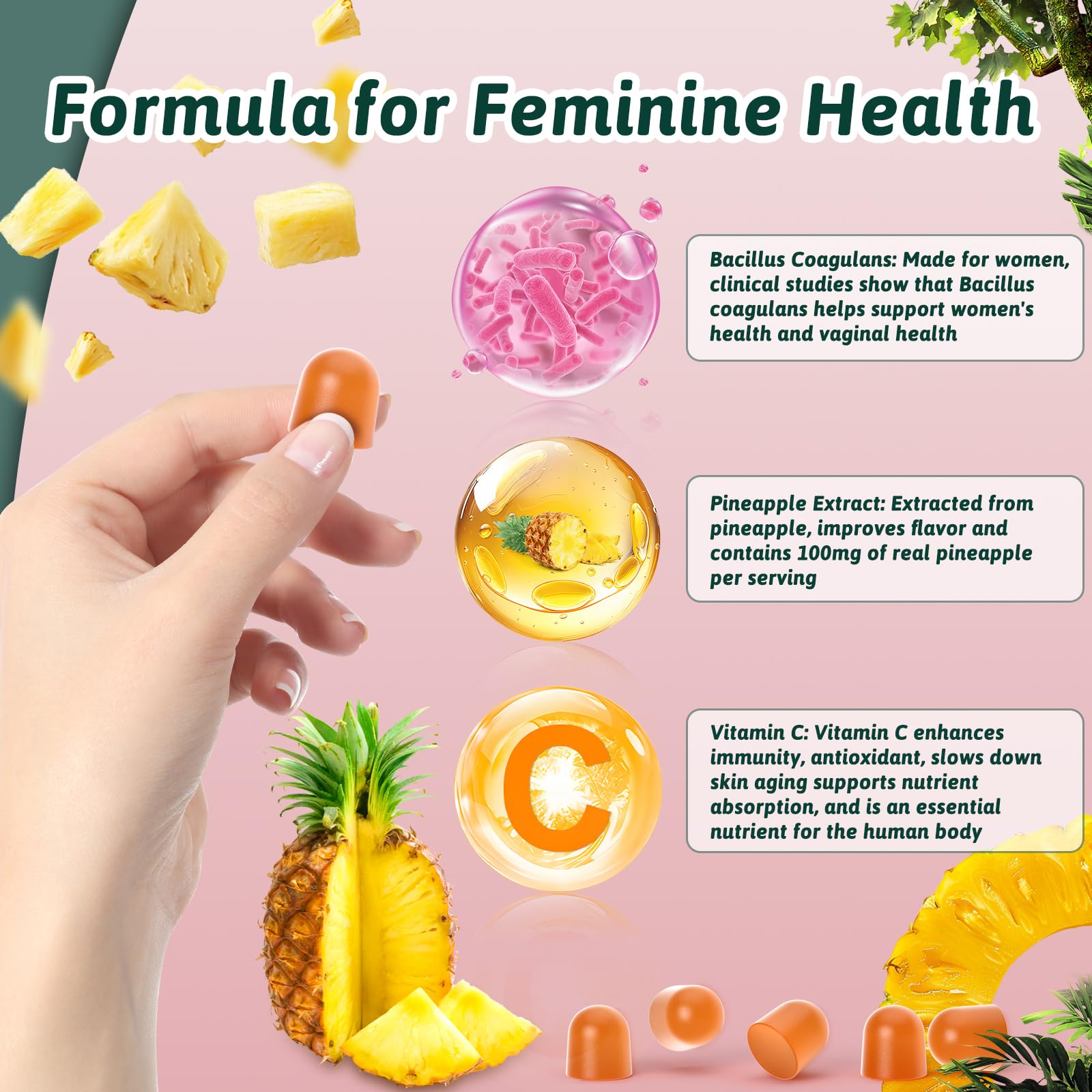 Mosslly label emphasizes Bacillus coagulans and vitamin C.