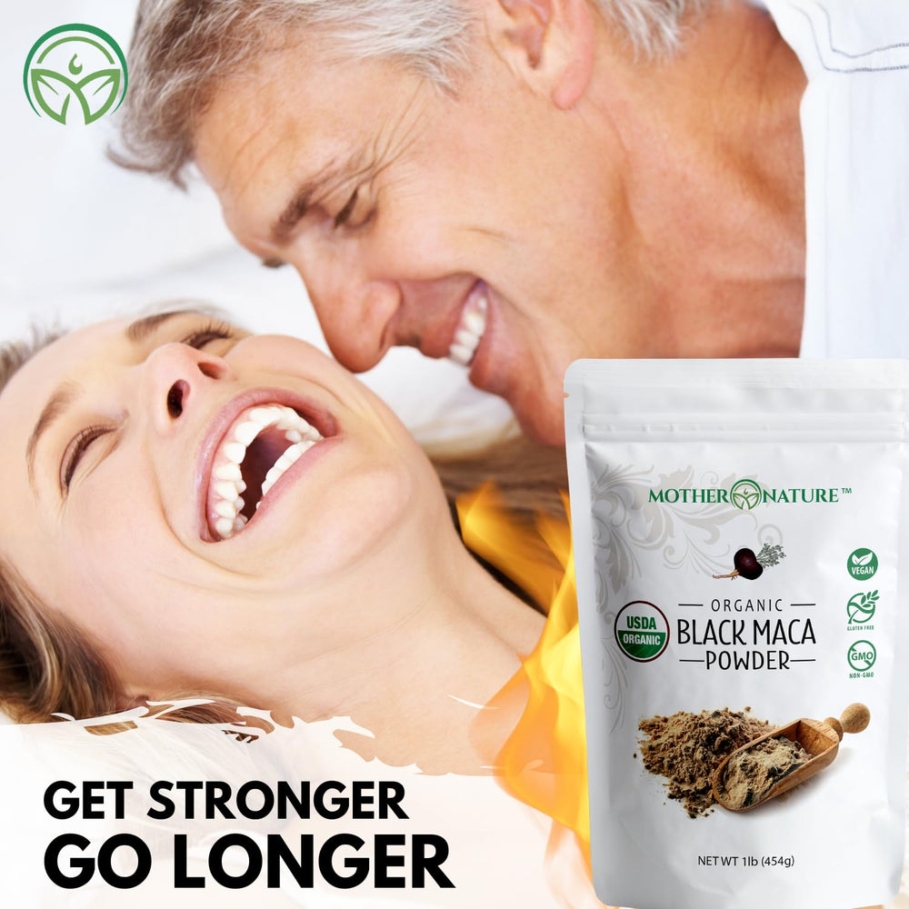 Mother Nature Organics Black Maca Powder origin: Peruvian maca roots