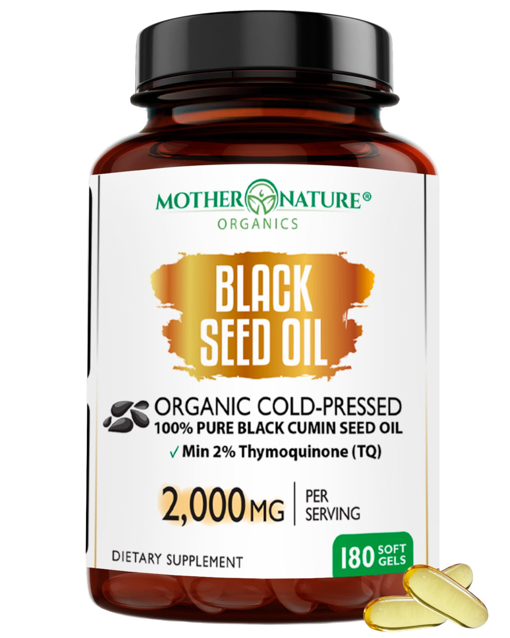 Mother Nature Organics black seed oil bottle from Turkey highlighting daily wellness.