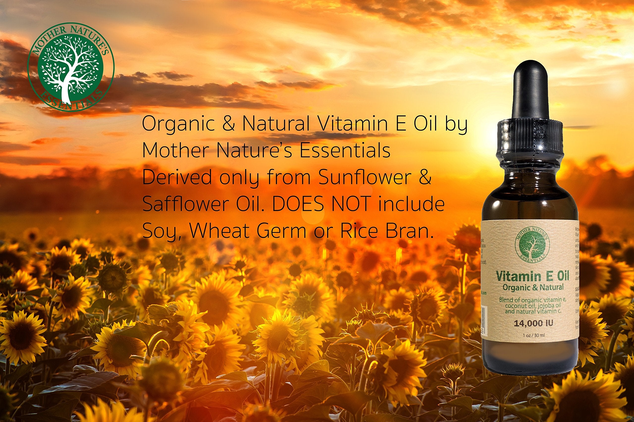 Mother Nature's Essentials Vitamin E Oil dropper enables easy daily use.