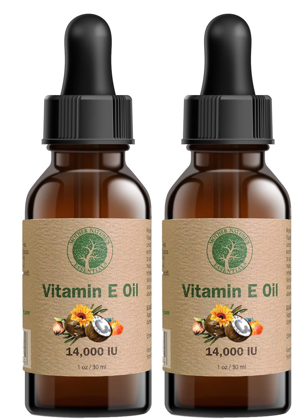 Mother Nature's Essentials Vitamin E Oil blend with coconut and jojoba supports skin nourishment.