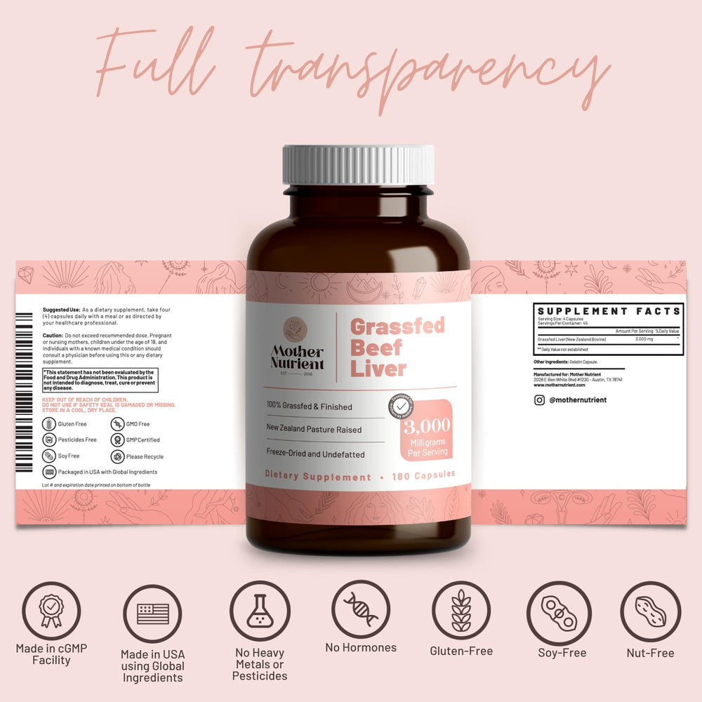 Mother Nutrient daily-use bottle on counter for simple routine