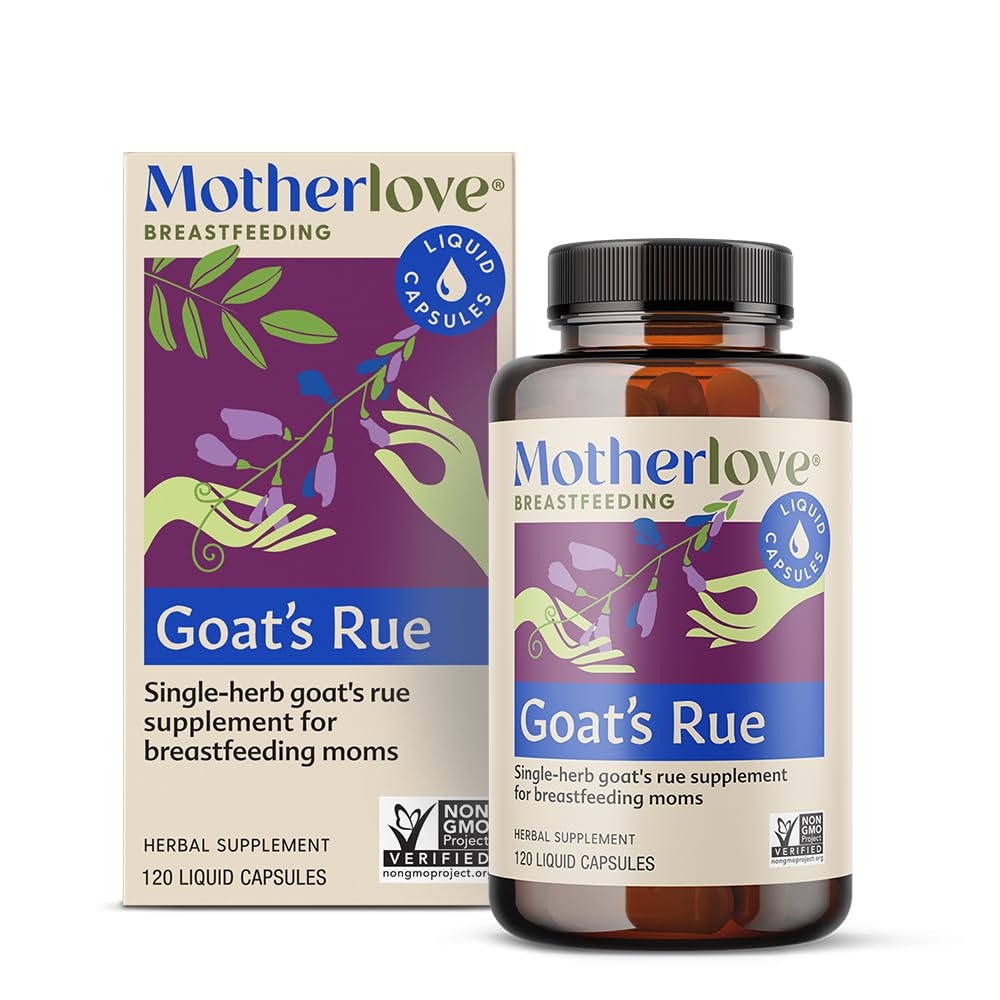 Motherlove Goat's Rue bottle front showing the product name and lactation support concept.