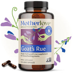 Organic herbs label on the Motherlove Goat's Rue bottle.