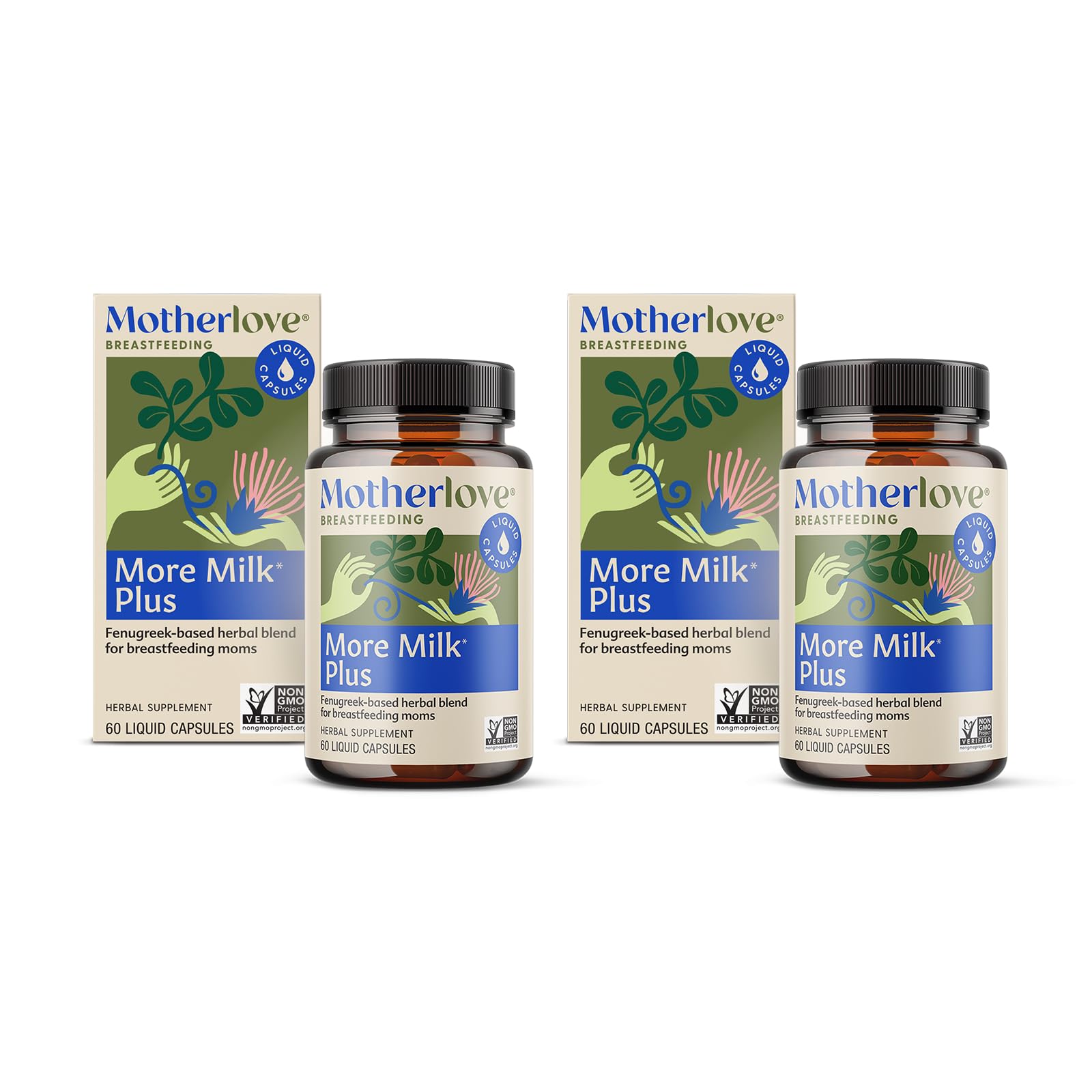 Motherlove More Milk Plus bottle front showing organic lactation support