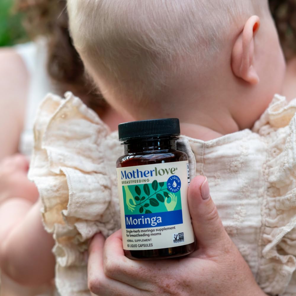 Motherlove Moringa packaging USA made front signals domestic production with imported ingredients.