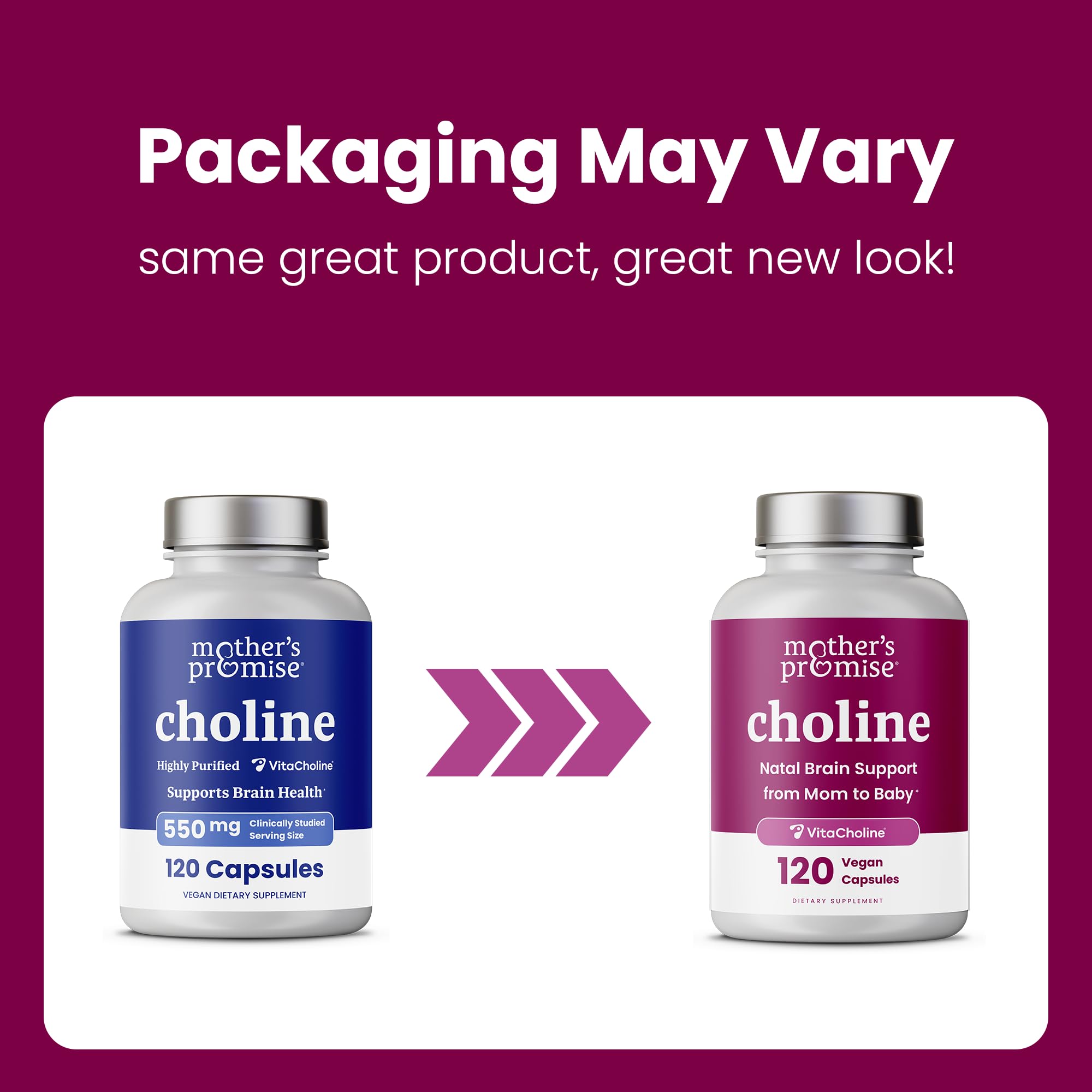 Third-party testing seal on Mothers Promise Prenatal Choline bottle indicating quality.