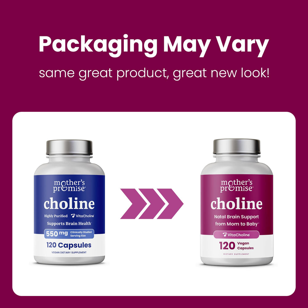 Third-party testing seal on Mothers Promise Prenatal Choline bottle indicating quality.