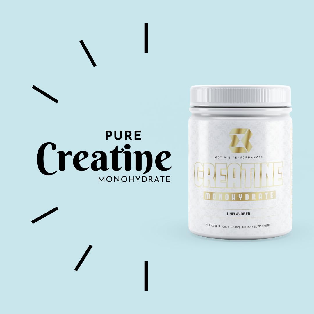 Motiv-8 creatine label close up shows no fillers and sugar free claim.