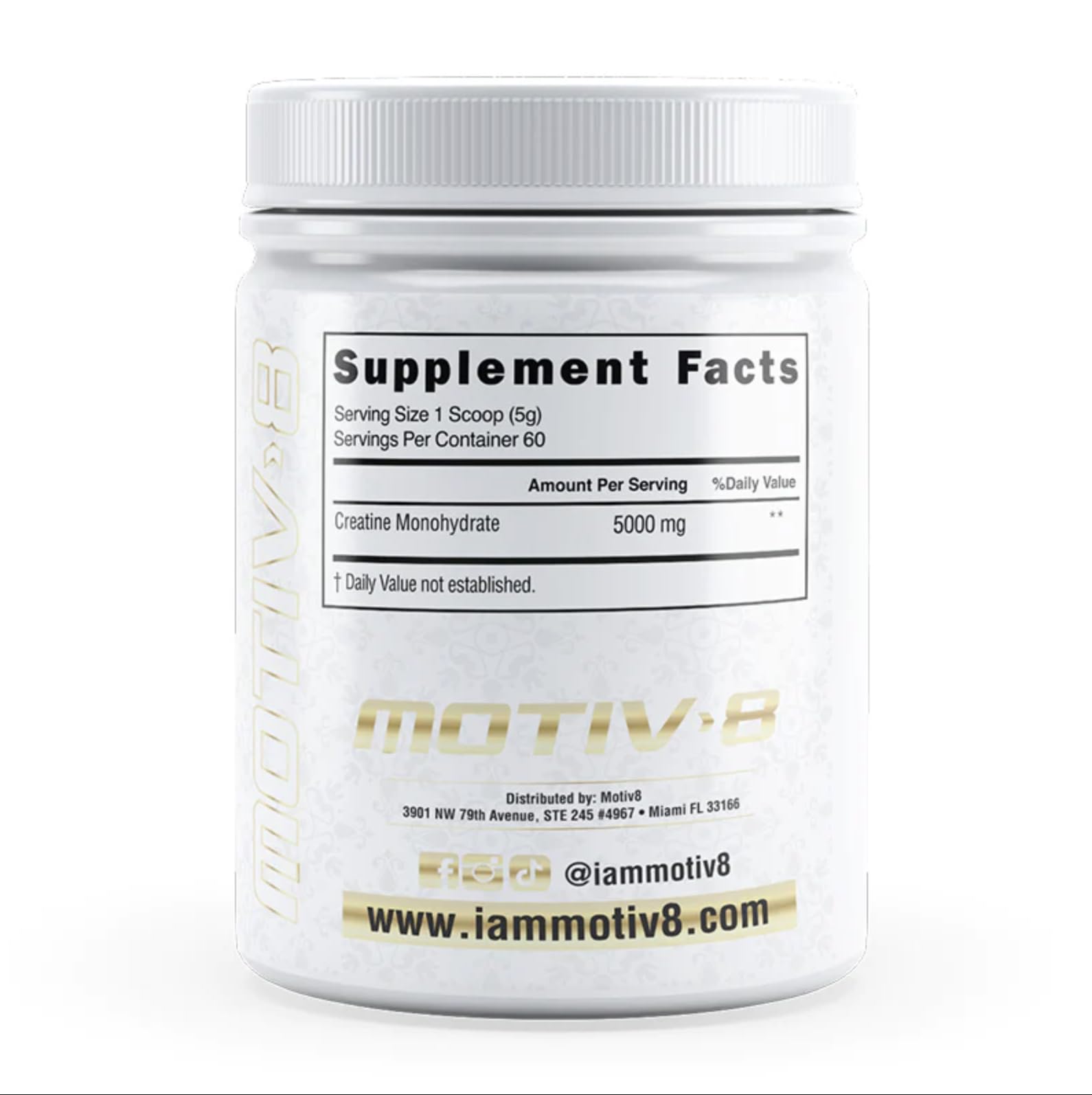 Scoop of Motiv-8 creatine powder shows no fillers for reliable gains.