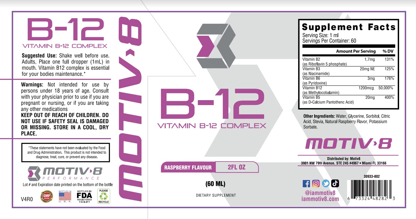 Motiv-8 Essentials Vitamin B-12 Drops under-tongue application for quick absorption.