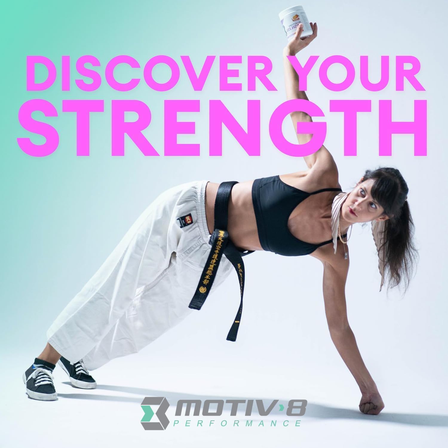 Motiv-8 Pre-Workout Dissolve in Water for easy on-the-go energy.