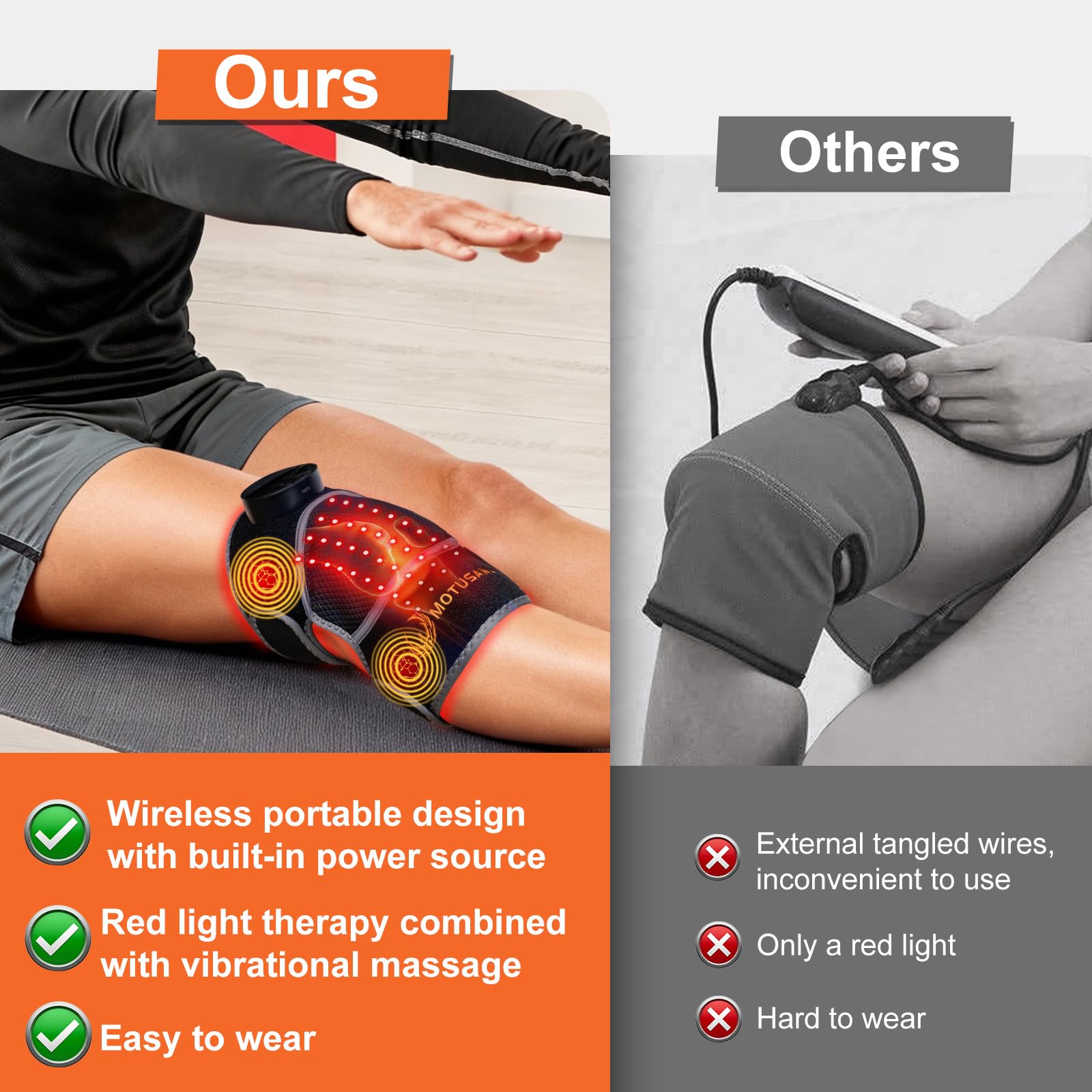 Motusana portable red light therapy device designed for home use.