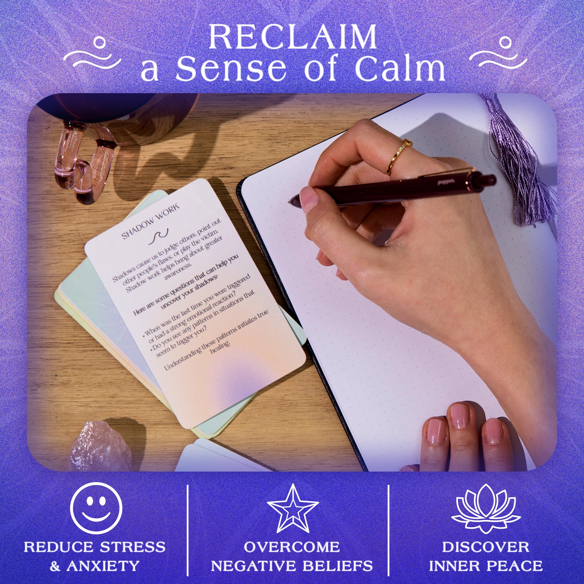 Mouna Mind gratitude card hands-up promoting reflection and a positive mood.