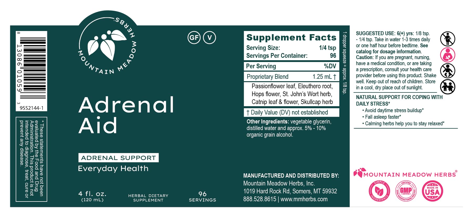 Mountain Meadow Adrenal Aid box showcases the original formula for trusted adrenal support.