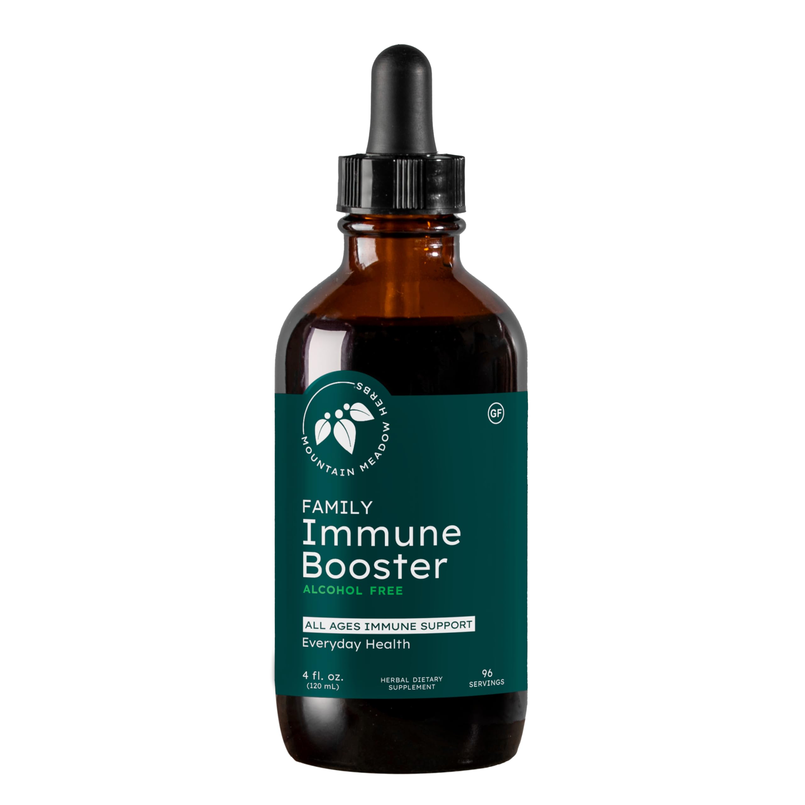 Mountain Meadow Herbs Family Immunity Booster bottle with pour for easy daily use