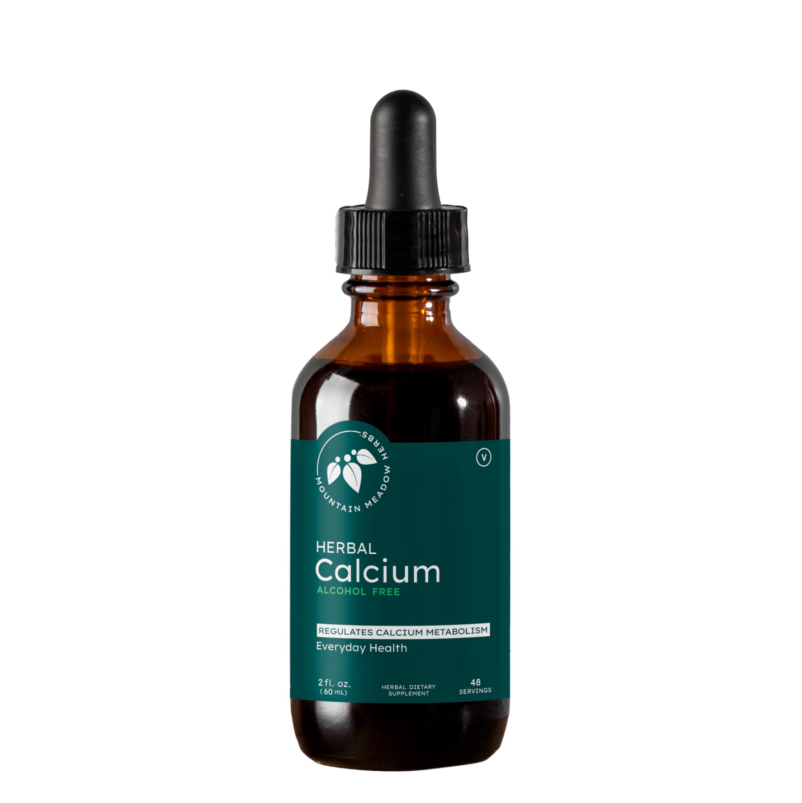Mountain Meadow Herbs Herbal Calcium bottle front shows vegan calcium for bone support potential