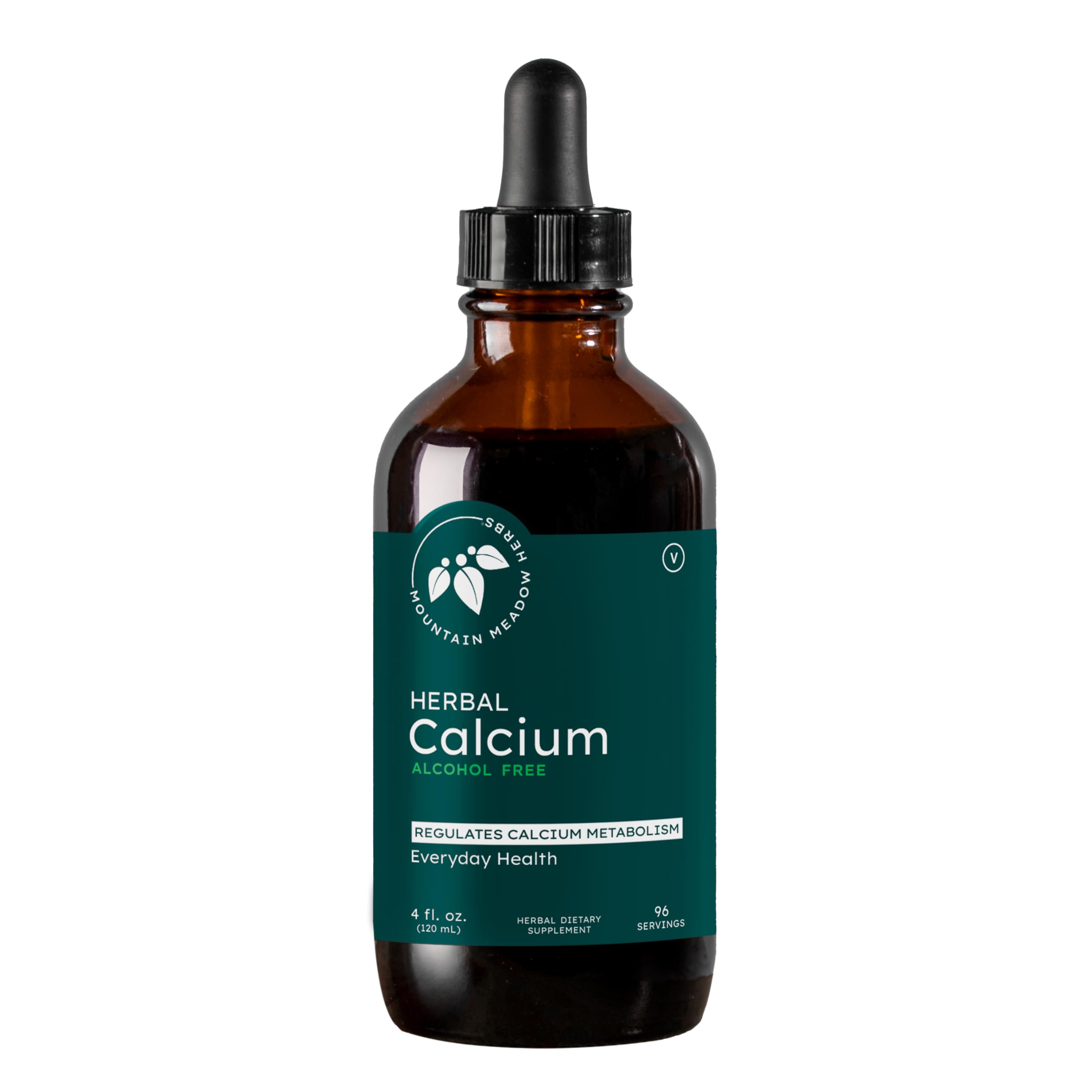 Mountain Meadow Herbs Herbal Calcium bottle pour shows convenient liquid dosing for bone support