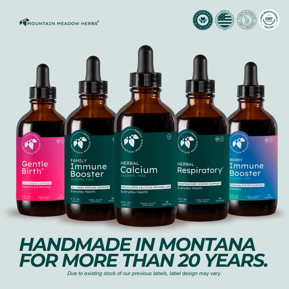 Mountain Meadow Herbs Herbal Calcium packaging emphasizes natural, plant-based calcium benefits
