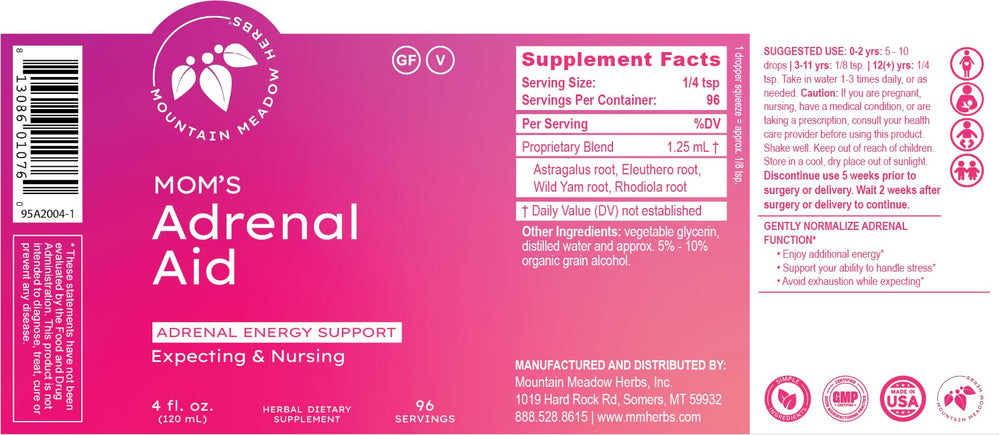 Mountain Meadow Herbs Mom's Adrenal Aid daily routine integration can support energy and mood.