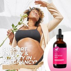 Mountain Meadow Herbs Mom's Adrenal Aid dropper in use promotes stress resilience and daily stamina.