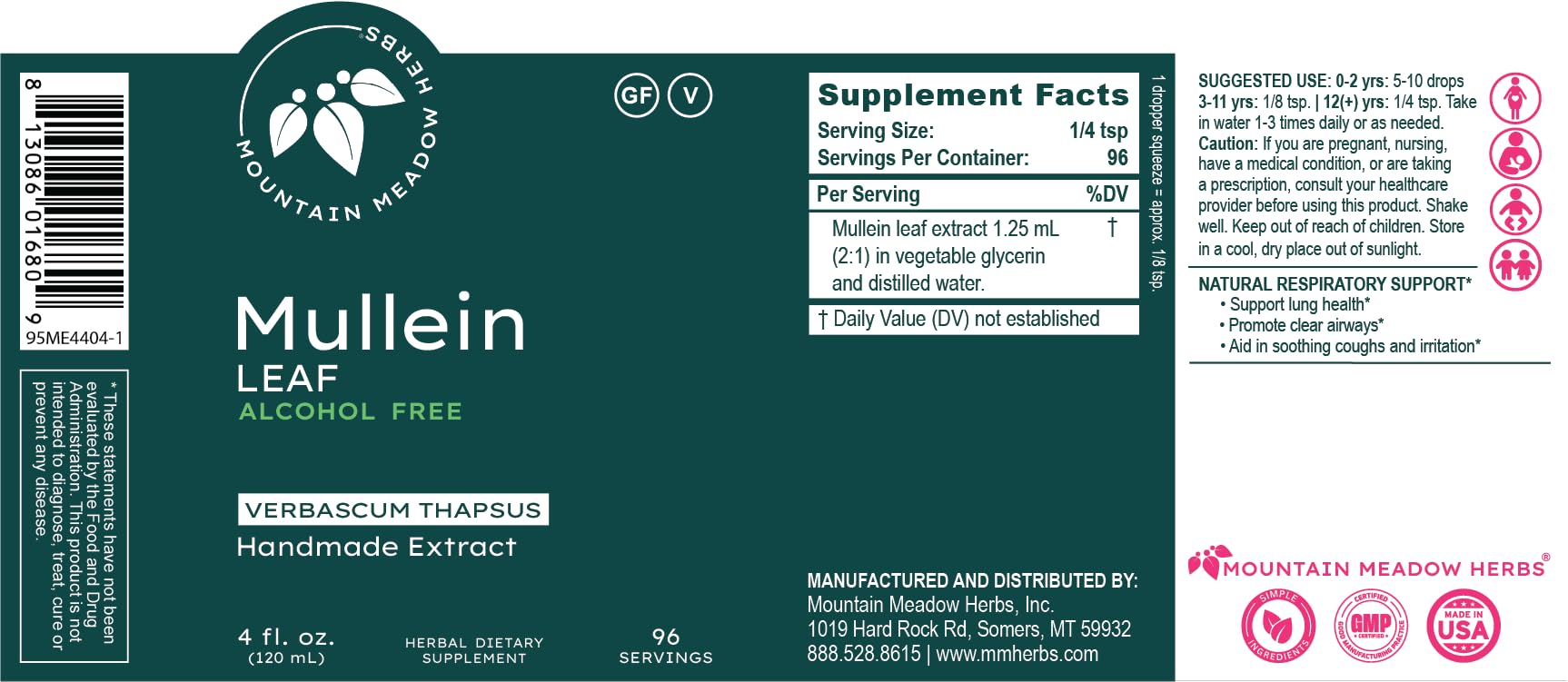 Mountain Meadow Herbs Mullein Leaf Extract dropper ready for precise age-appropriate servings.