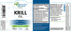 Mountain Meadow Herbs Omega-3 Krill Oil softgels packaging shows easy daily use with no fishy aftertaste.