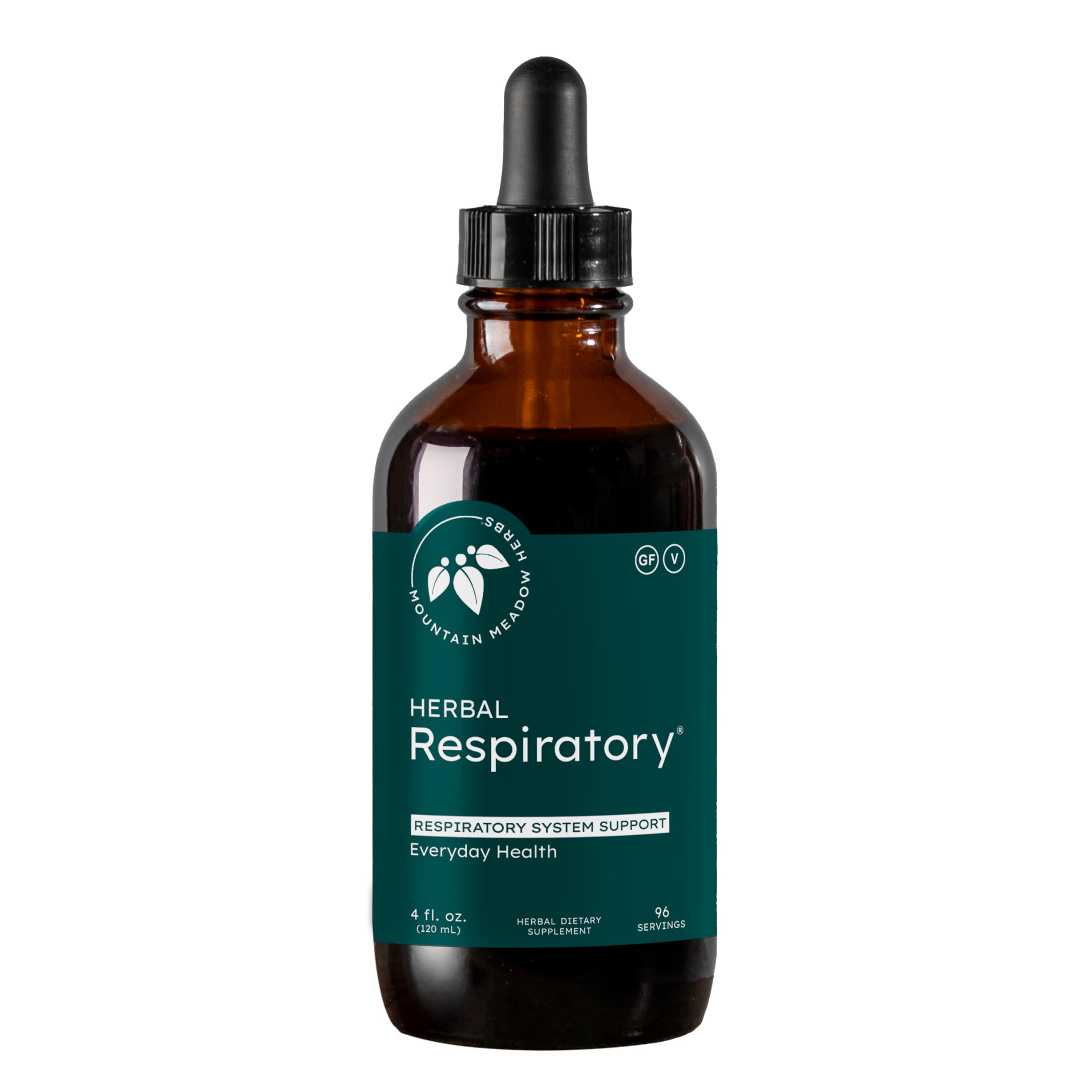 Mountain Meadow Herbs respiratory bottle front view showing lung support formula.
