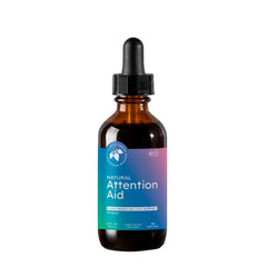 Mountain Meadow Kids Attention-Aid bottle with dropper for calm focus during study.