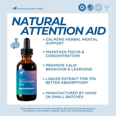Mountain Meadow Kids Attention-Aid liquid dropper ready for daytime focus.